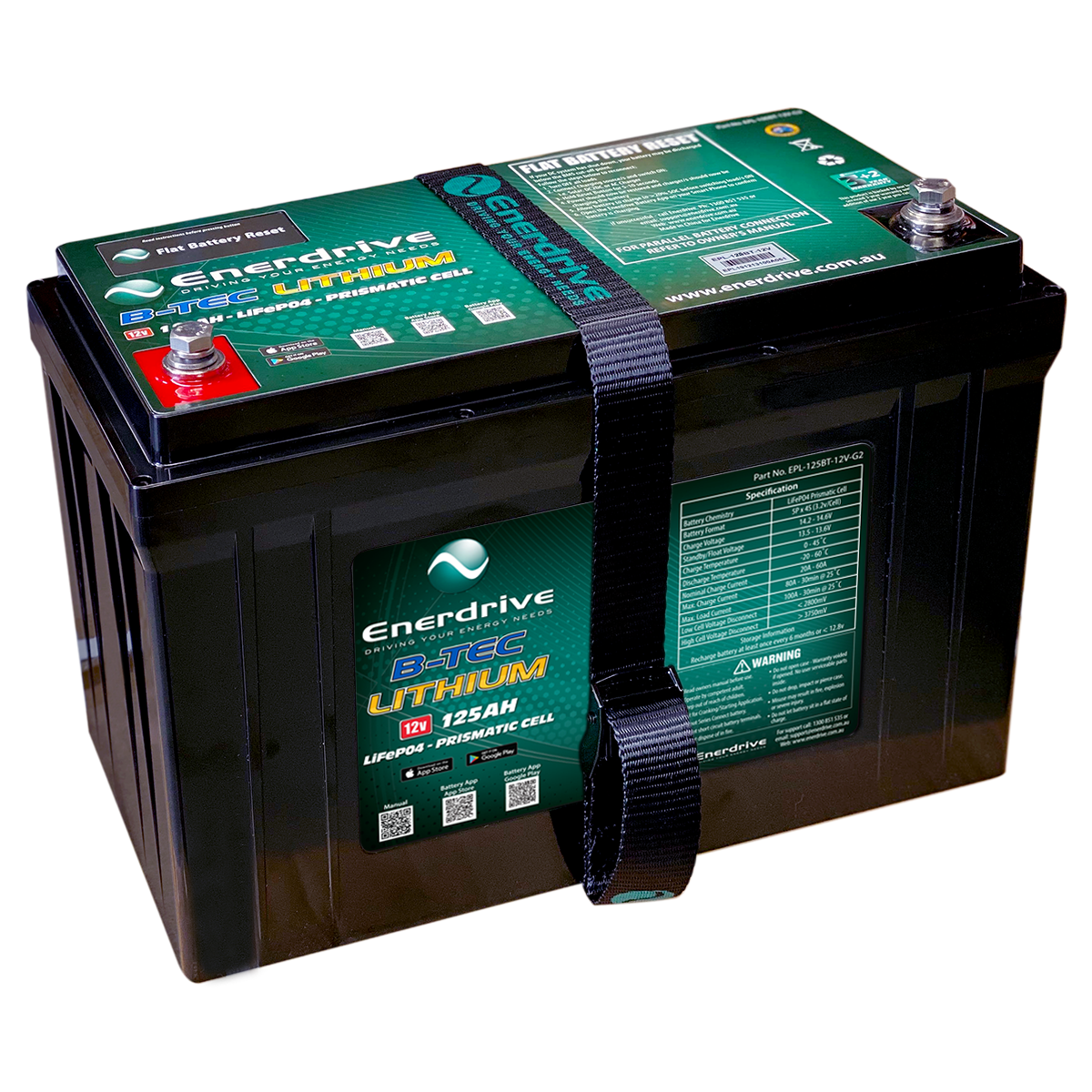 B-TEC 12V 125Ah G2 Lithium Battery